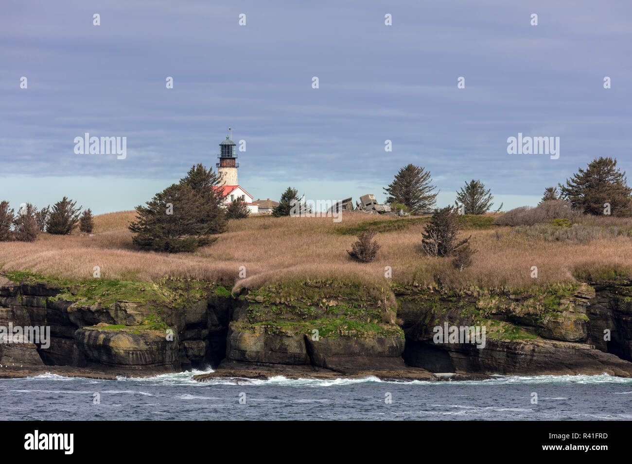 Leuchtturm auf tatoosh Island in der Nähe von Neah Bay, Washington State, USA Stockfoto