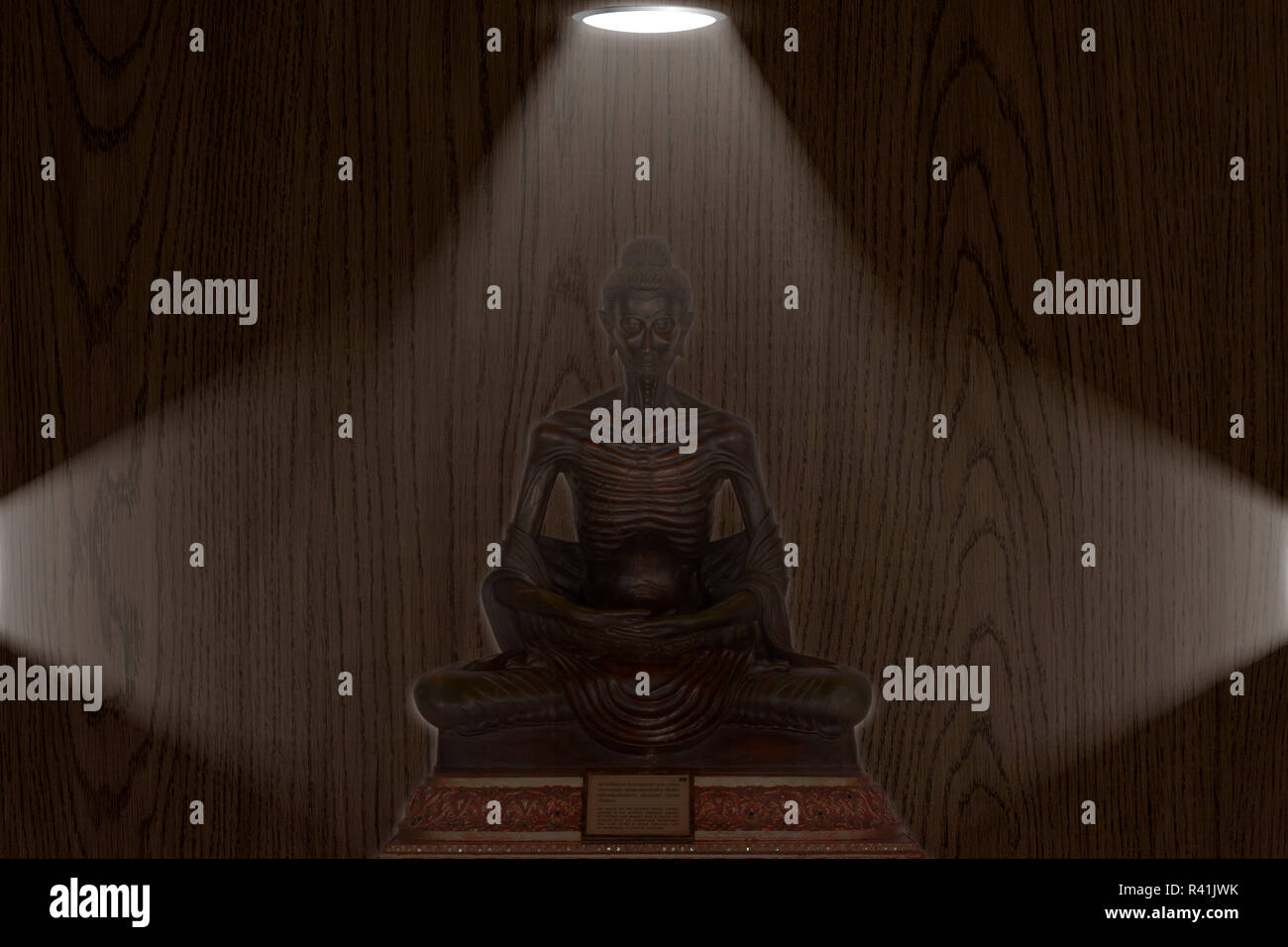 Buddha Pang Askese & downlight Stockfoto