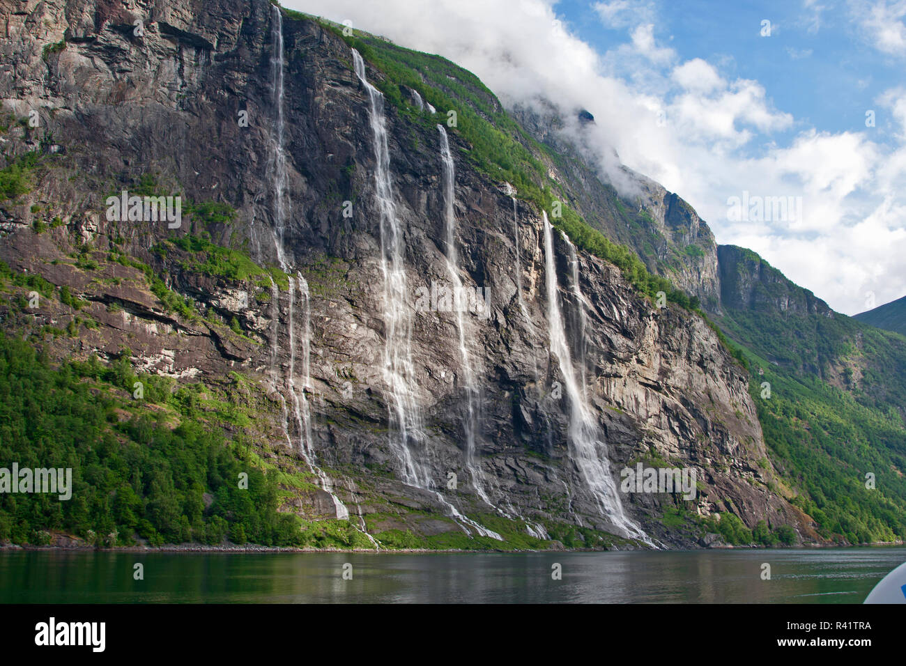 Gerainger Fjord, Norwegen, Sieben Schwestern fällt, Wasserfälle, Stockfoto