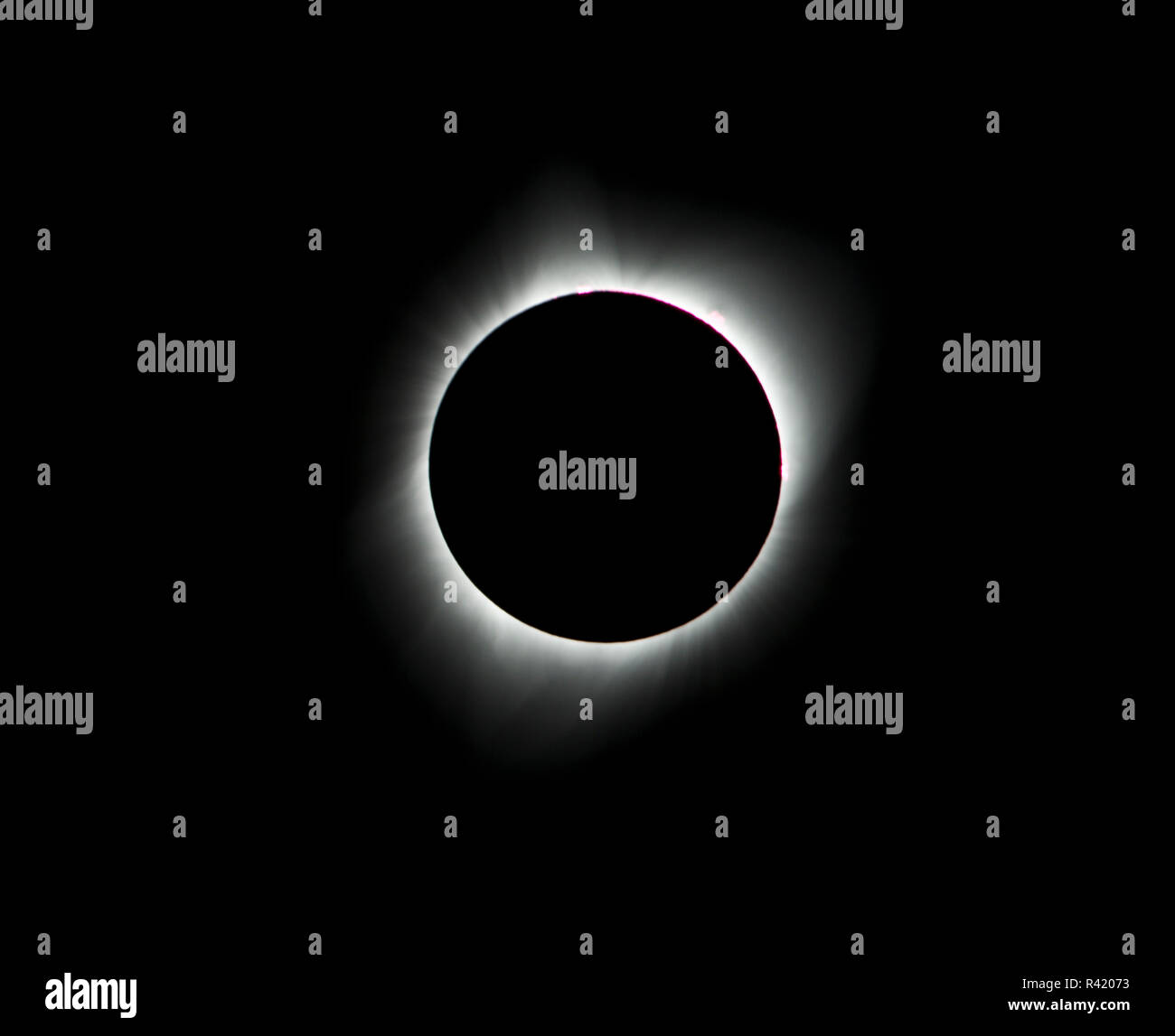 USA, Wyoming, Glendo, Solar Eclipse, Corona und Baily's Beads Stockfoto