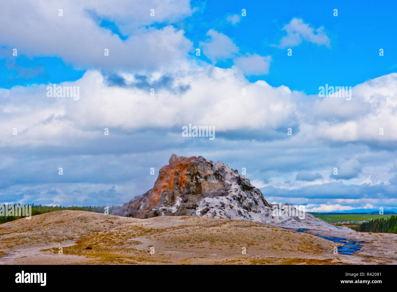 USA, Wyoming, Yellowstone National Park. Weißen Kuppel Geysir Stockfoto