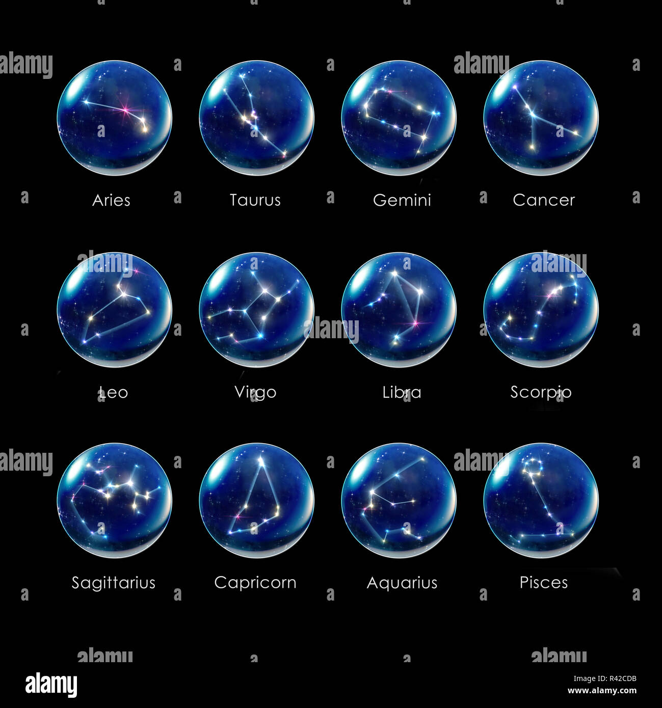 Horoskope Sternzeichen kristall Kugel Englisch Stockfotografie - Alamy