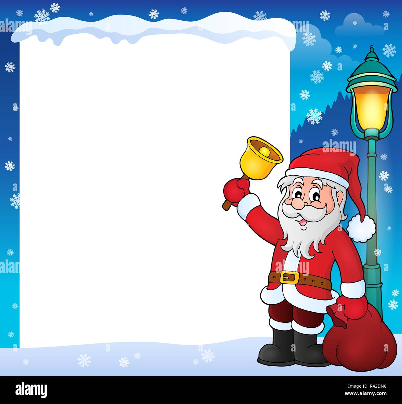 Weihnachtsmann mit Glocke Thema Rahmen 2 Stockfoto