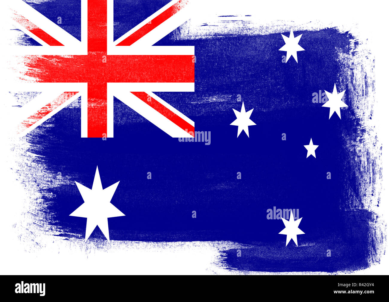 Flagge Australien lackiert mit Bürste Stockfoto