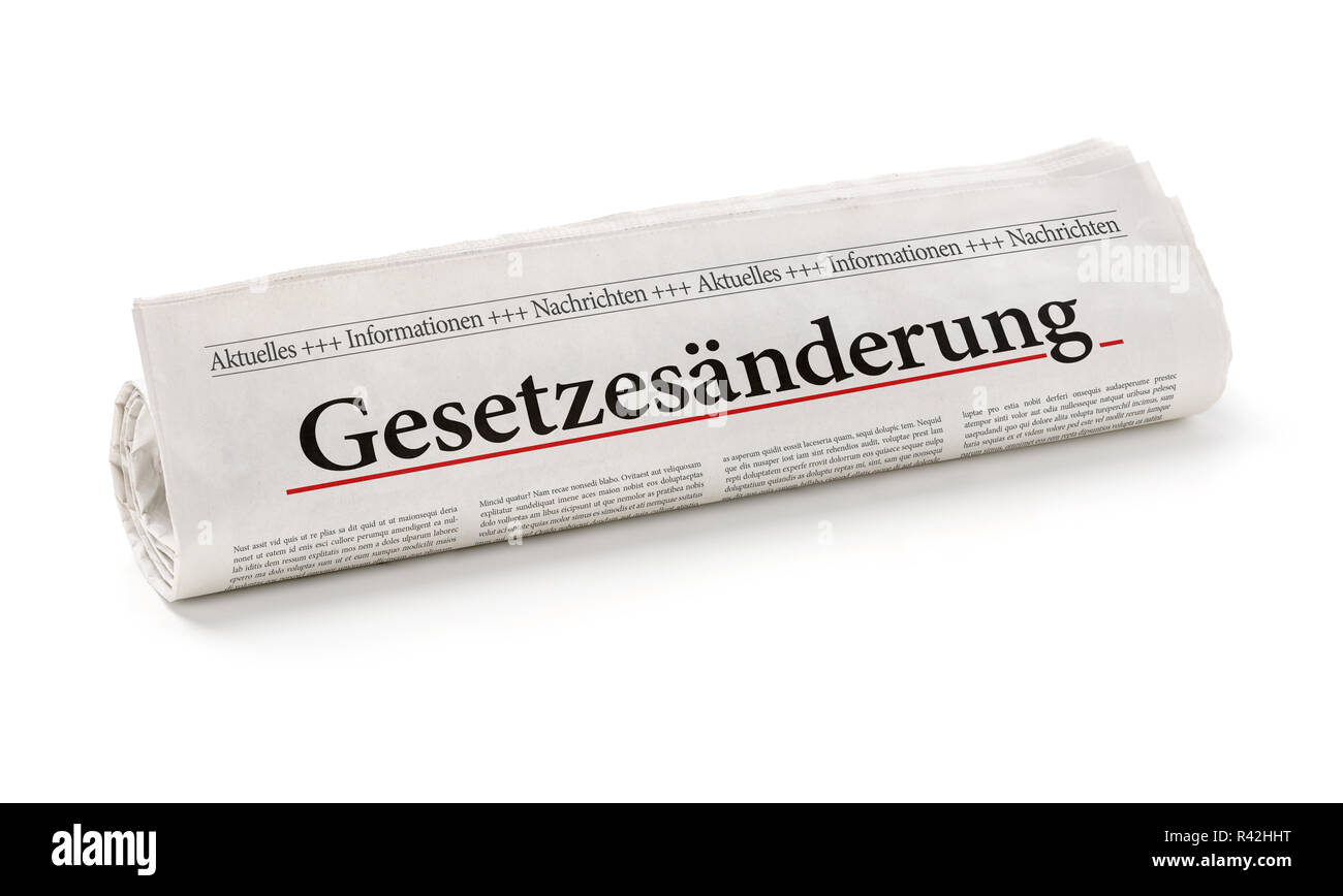 Zeitung mit der Überschrift Gesetz Änderung Stockfoto