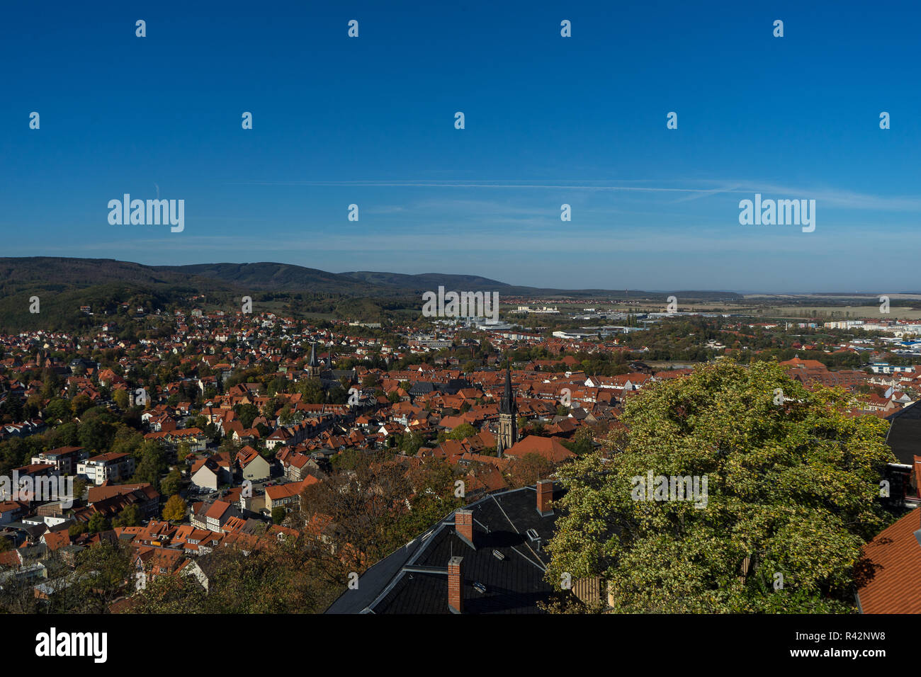 Blick vom Palais Wernigerode in die Stadt Stockfoto