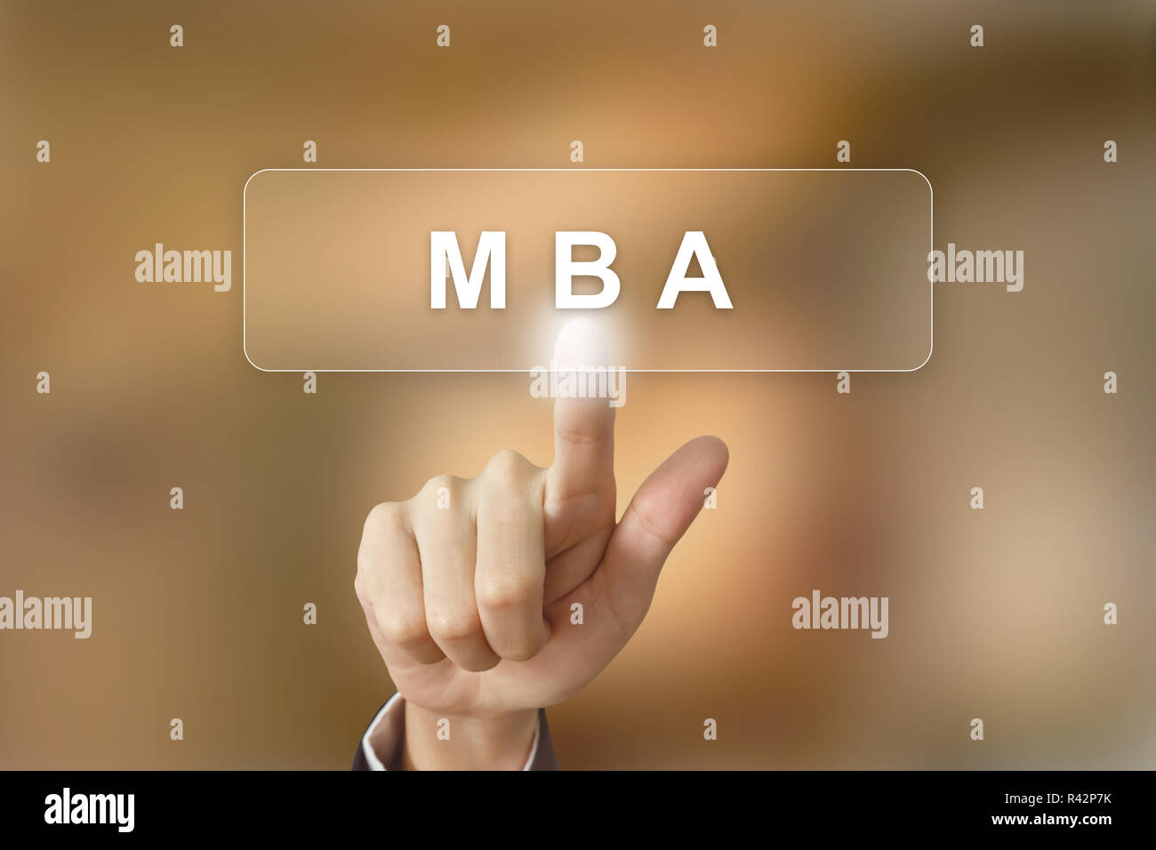 Business Hand klicken MBA oder Master of Business Administration" Stockfoto