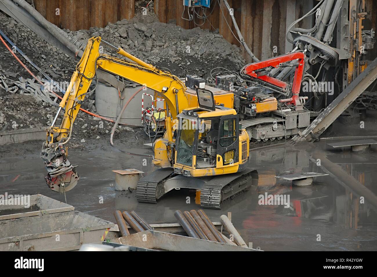 Baumaschinen-Website Stockfoto