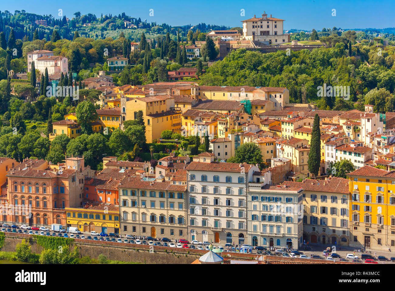 Oltrarno und Fort Belvedere in Florenz, Italien Stockfoto