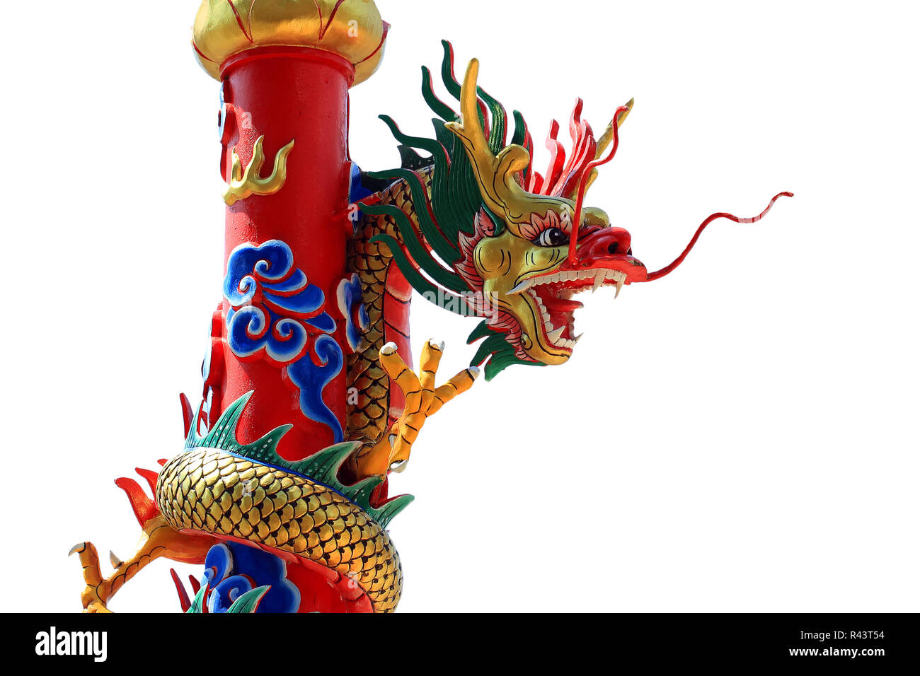 Chinesische Golden Dragon auf weißem Hintergrund Stockfoto