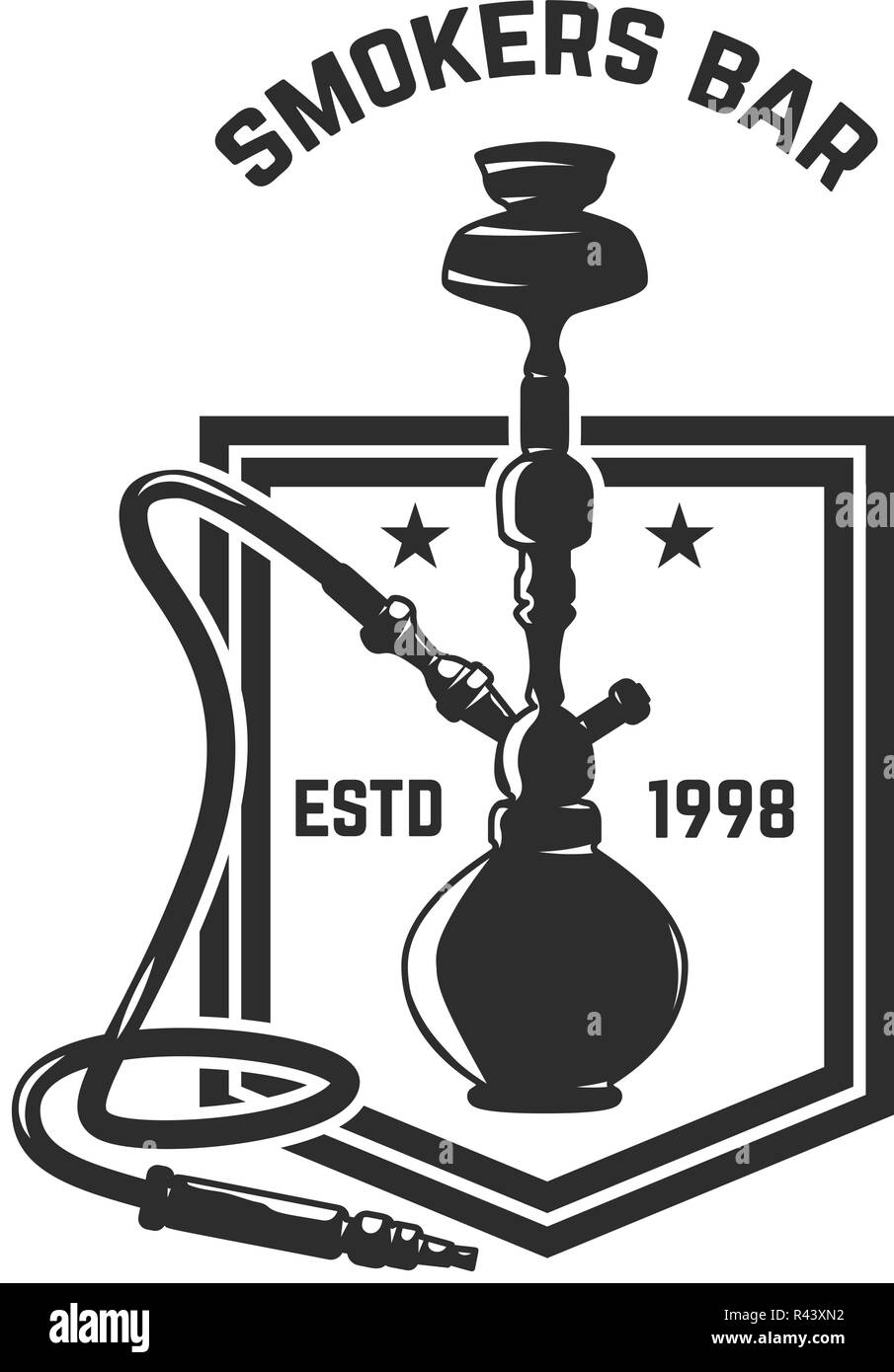 Shisha Shop. Emblem Vorlage mit Shisha. Design Element für Logo, Label