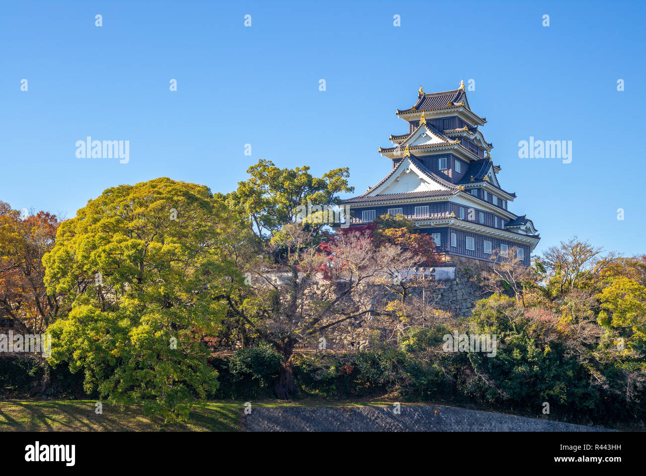 Donjon Turm (tenshu) von Okayama Castle in Japan Stockfoto