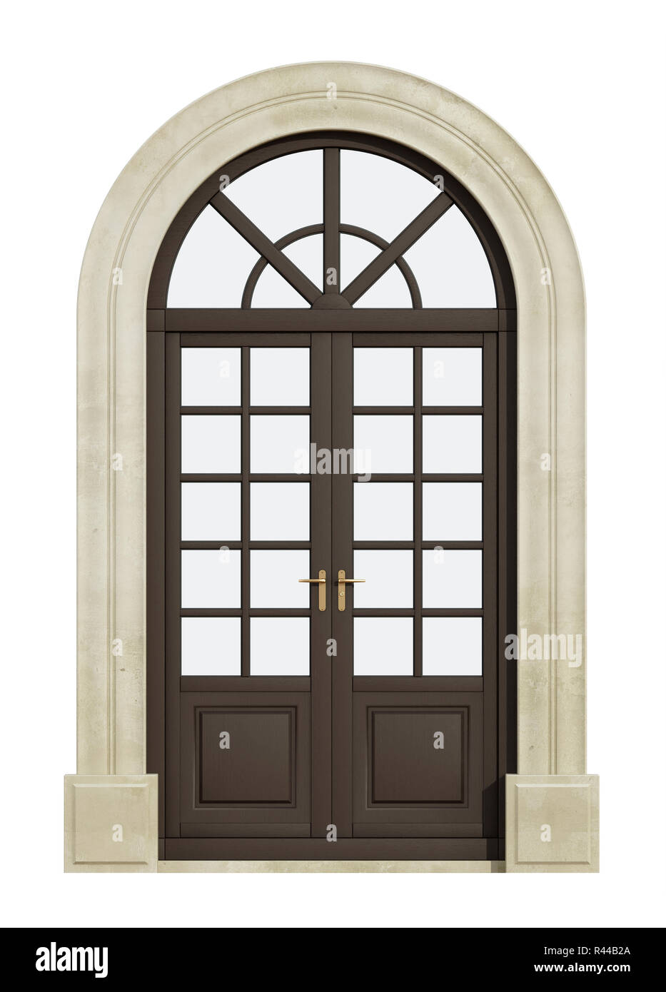 Balkon arch Tür auf Weiß Stockfoto