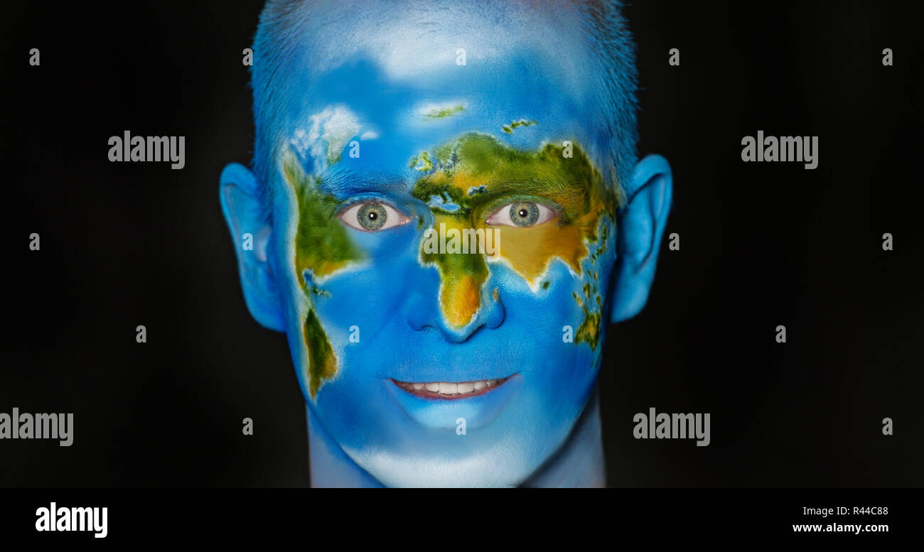 Reisen Buch Autor Thomas Bauer facepainting Welt Stockfoto
