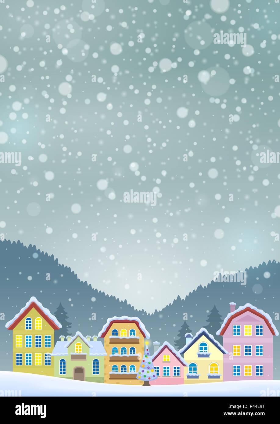 Winter Thema mit Weihnachten Stadt Bild 3 Stockfoto