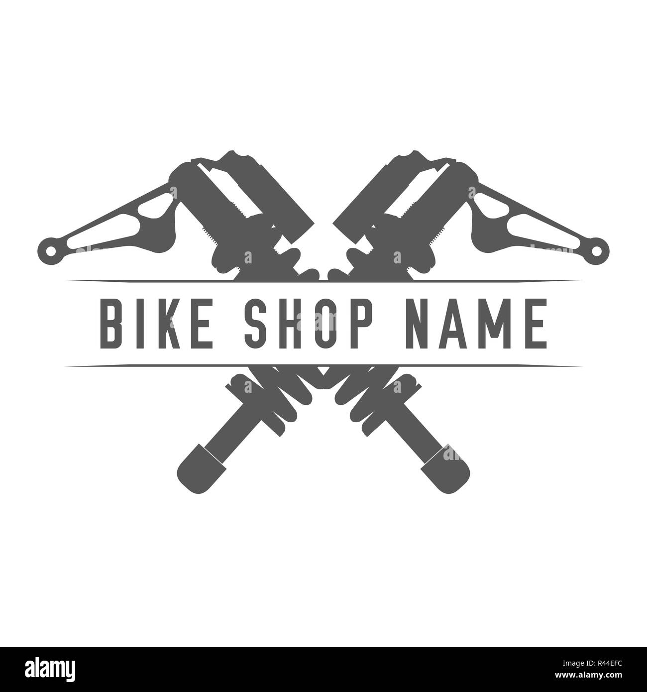 Bikes Geschaft Emblem. Design Element fur Bike Shop oder Werbebanner. Gekreuzt StoBdampfer und Platz fur Ihr Bike Shop Name Monochrome Lllustrat Stockfotografie Alamy