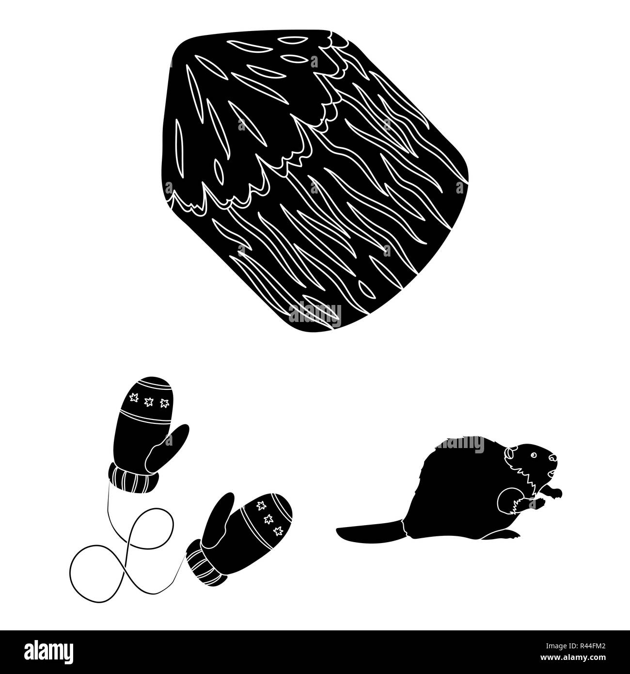 Land Kanada schwarze Symbole in der Sammlung für Design. Kanada und der charakteristische Vektor Symbol lieferbar Abbildung. Stock Vektor