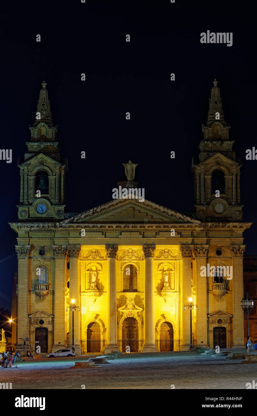 St. Publius Kirche in Floriana Pjazza San Publju Square in Valletta, Europäischen Inselstaat Malta Stockfoto