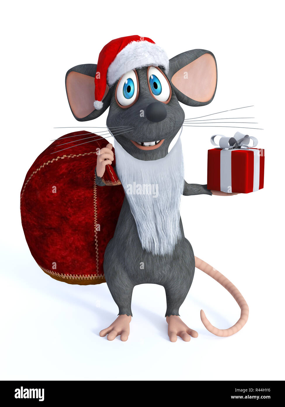 Lächelnd Cartoon-maus verkleidet als Weihnachtsmann. Stockfoto