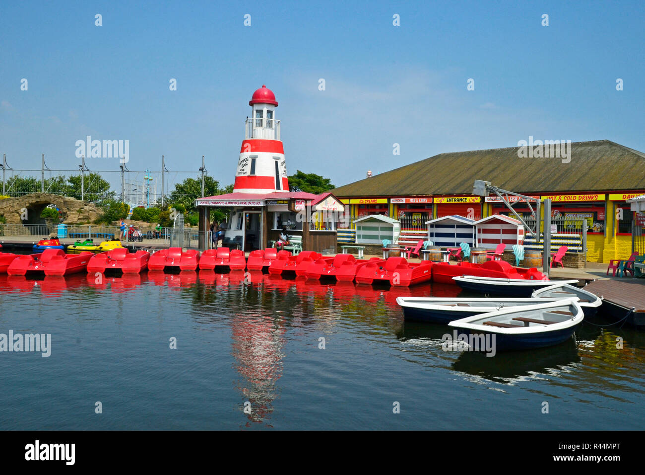 See zum Bootfahren in Skegness, Lincolnshire, Großbritannien Stockfoto