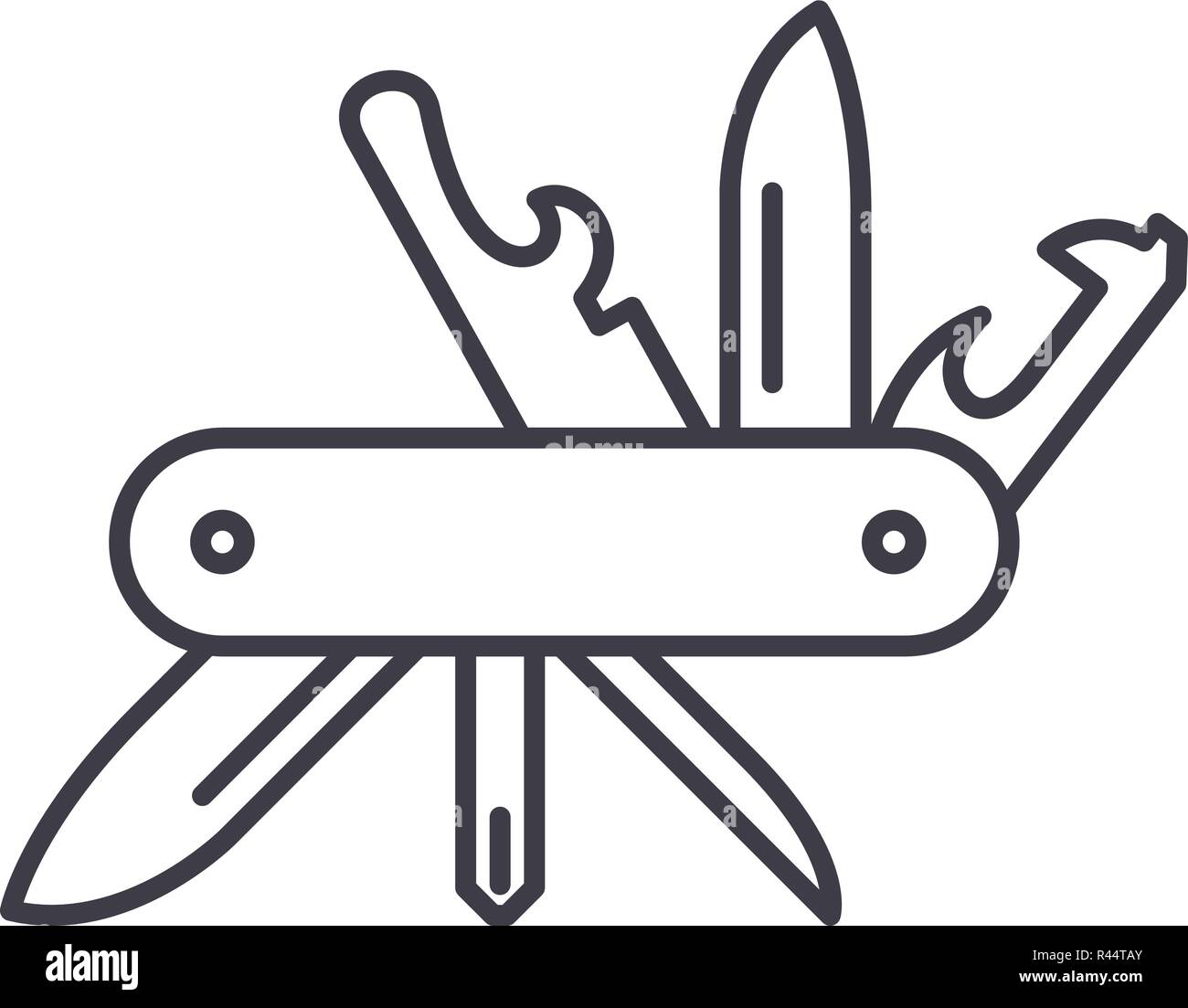 Multi Messer Symbol Leitung Konzept. Multi Messer Vector Linear Abbildung, Zeichen, Symbol Stock Vektor