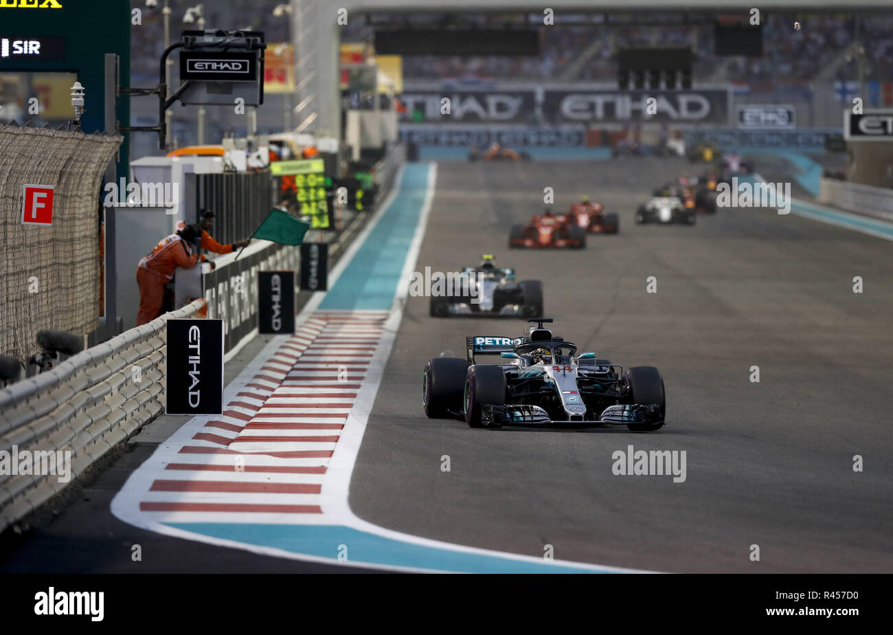 Motorsport: FIA Formel Eins-Weltmeisterschaft 2018, Grand Prix von Abu Dhabi, Weltmeisterschaft; 2018; Grand Prix; Abu Dhabi, #44 Lewis Hamilton (GBR, MERCEDES AMG PETRONAS-F1-Team) vom 25.11.2018. | Verwendung weltweit Stockfoto