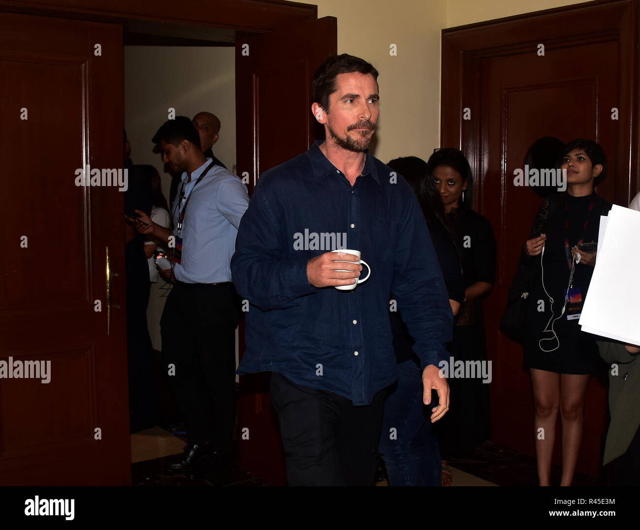 Mumbai, Indien. 25 Nov, 2018. Actror Christian Bale am Anhänger starten und drücken Sie die Konferenz der von Netflix 'Mowgli - Legende des Dschungels' Hindi Version für Hotel JW Marriott, Juhu in Mumbai vorhanden. Credit: Azhar Khan/SOPA Images/ZUMA Draht/Alamy leben Nachrichten Stockfoto