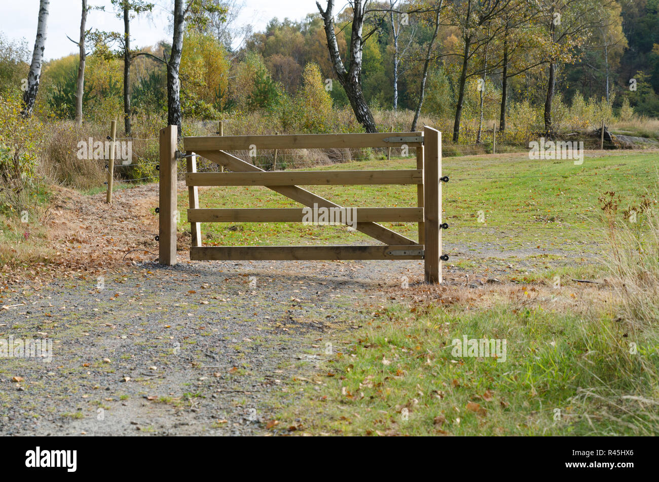 Ein Tor aus Holz zu schützen. Stockfoto