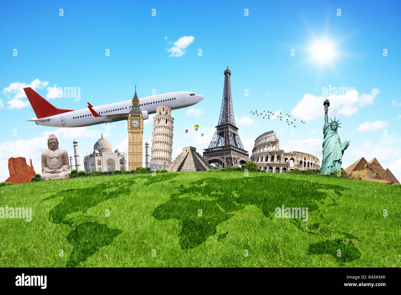 Abbildung: berühmte Denkmal auf grünem Gras Stockfoto