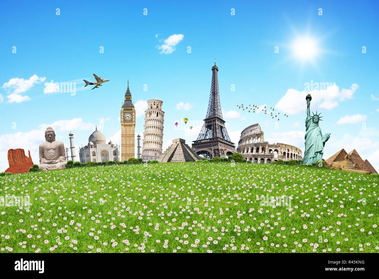 Abbildung: berühmte Denkmal auf grünem Gras Stockfoto