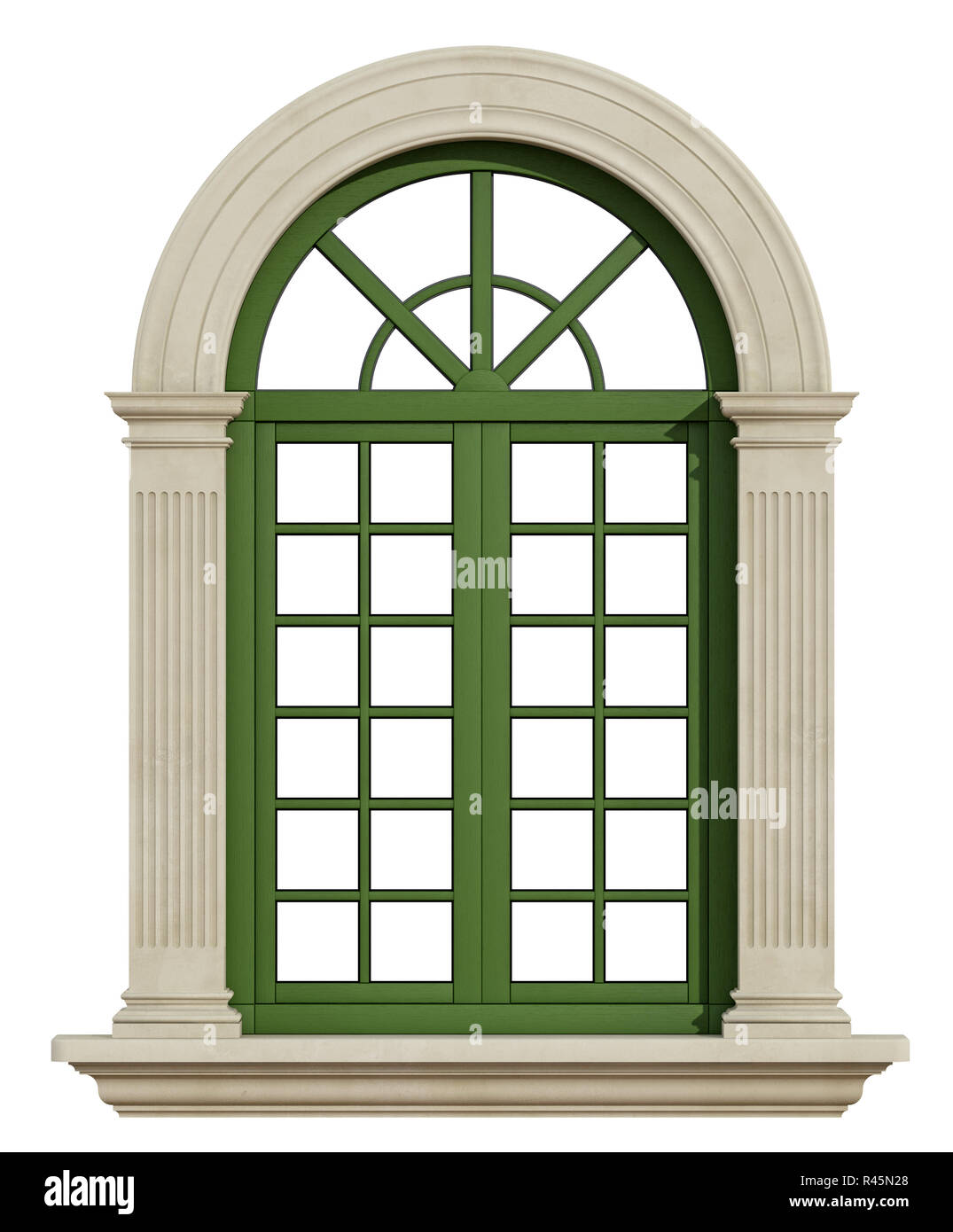 Klassische arch Fenster mit Rahmen aus Stein Stockfoto