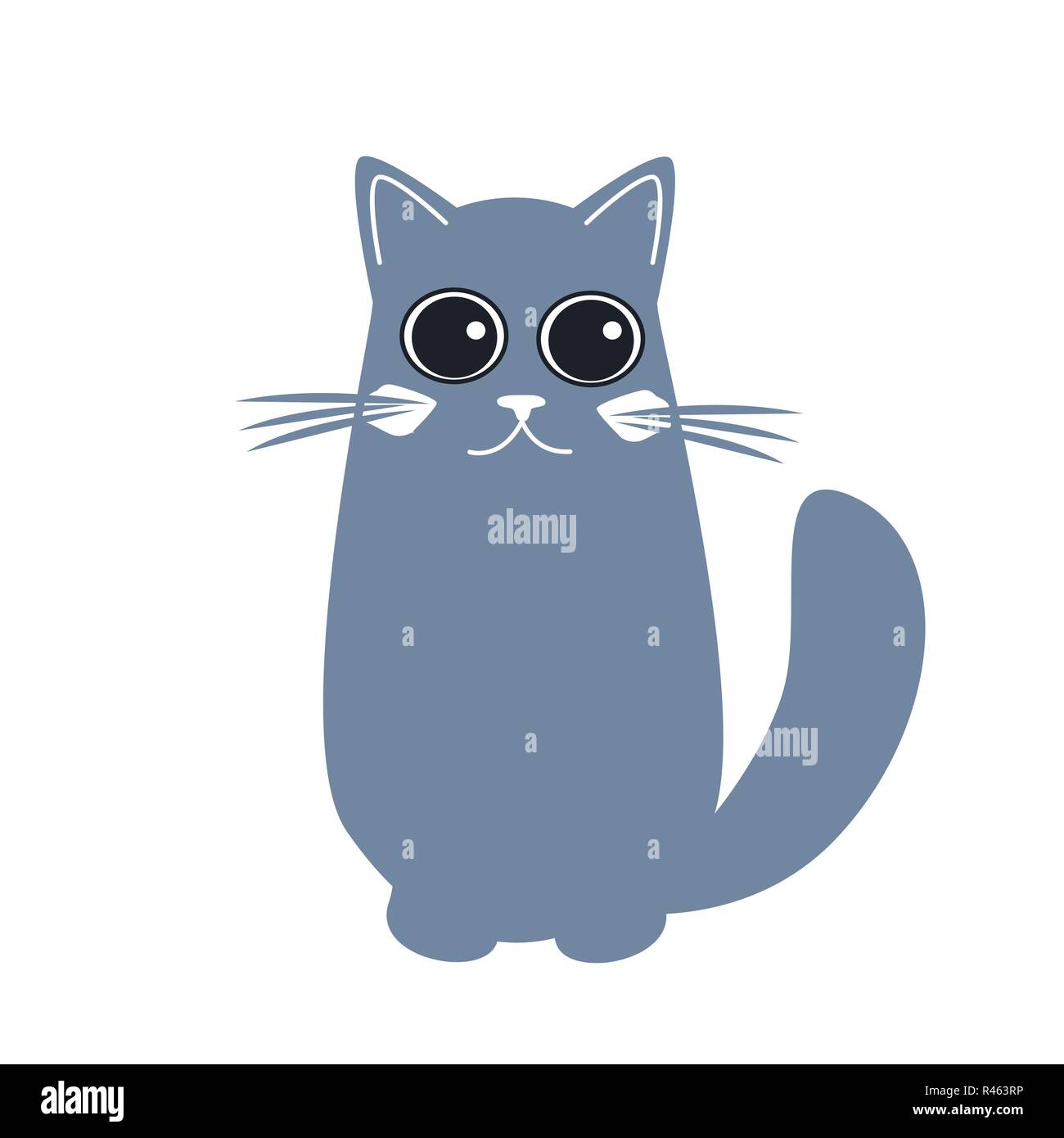 Süße Katze im flachen Stil. Einfache cartoon cat Symbol auf schwarzem Hintergrund. Vector Illustration Stock Vektor