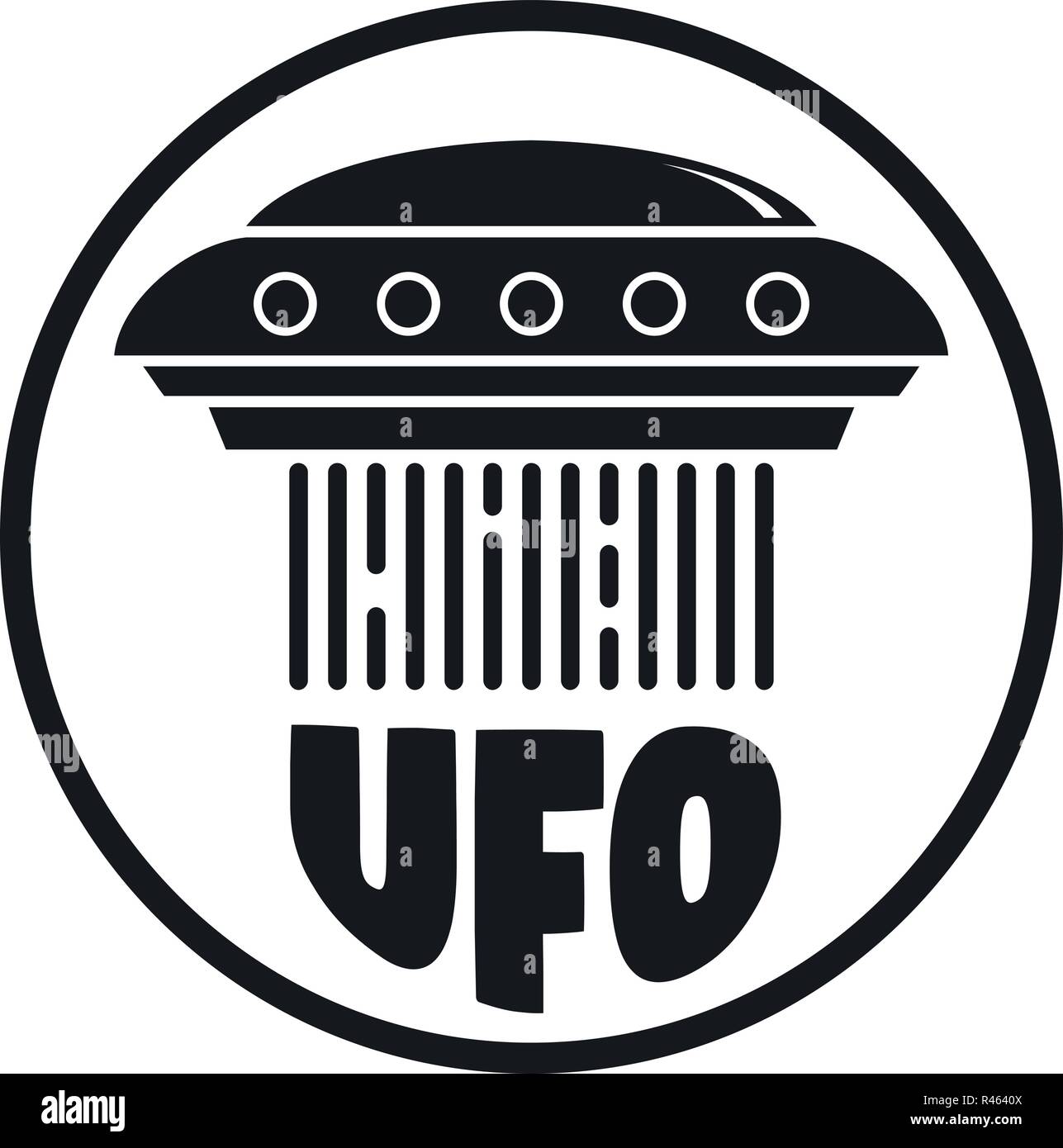 Flying ufo Schiff Logo. Einfache Abbildung: Flying ufo Schiff vektor Logo für Web Design auf weißem Hintergrund Stock Vektor