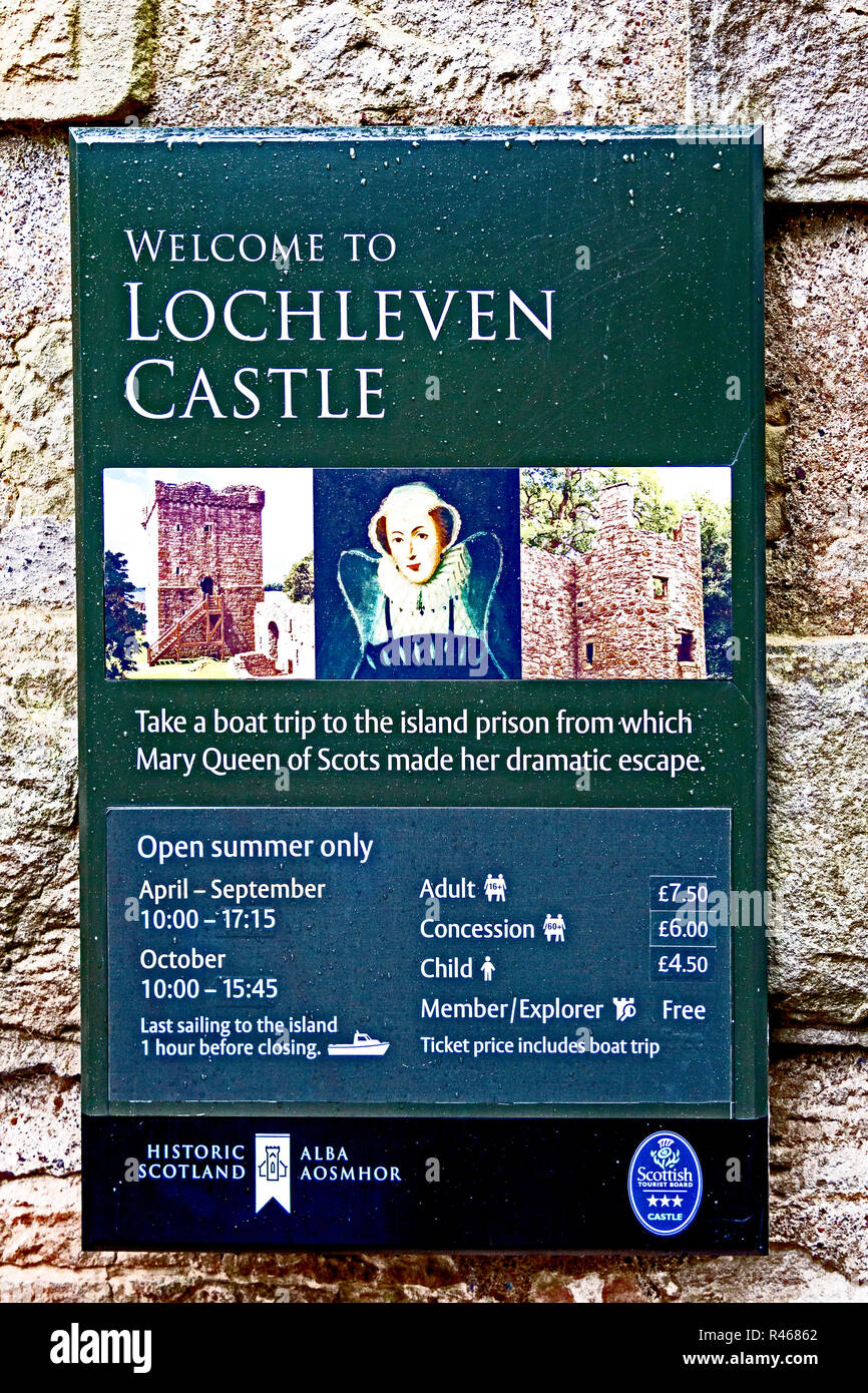 Kinross: Loch Leven Castle in Erinnerung eine Maria Stuart. Ausflugsziel von Fontane Stockfoto