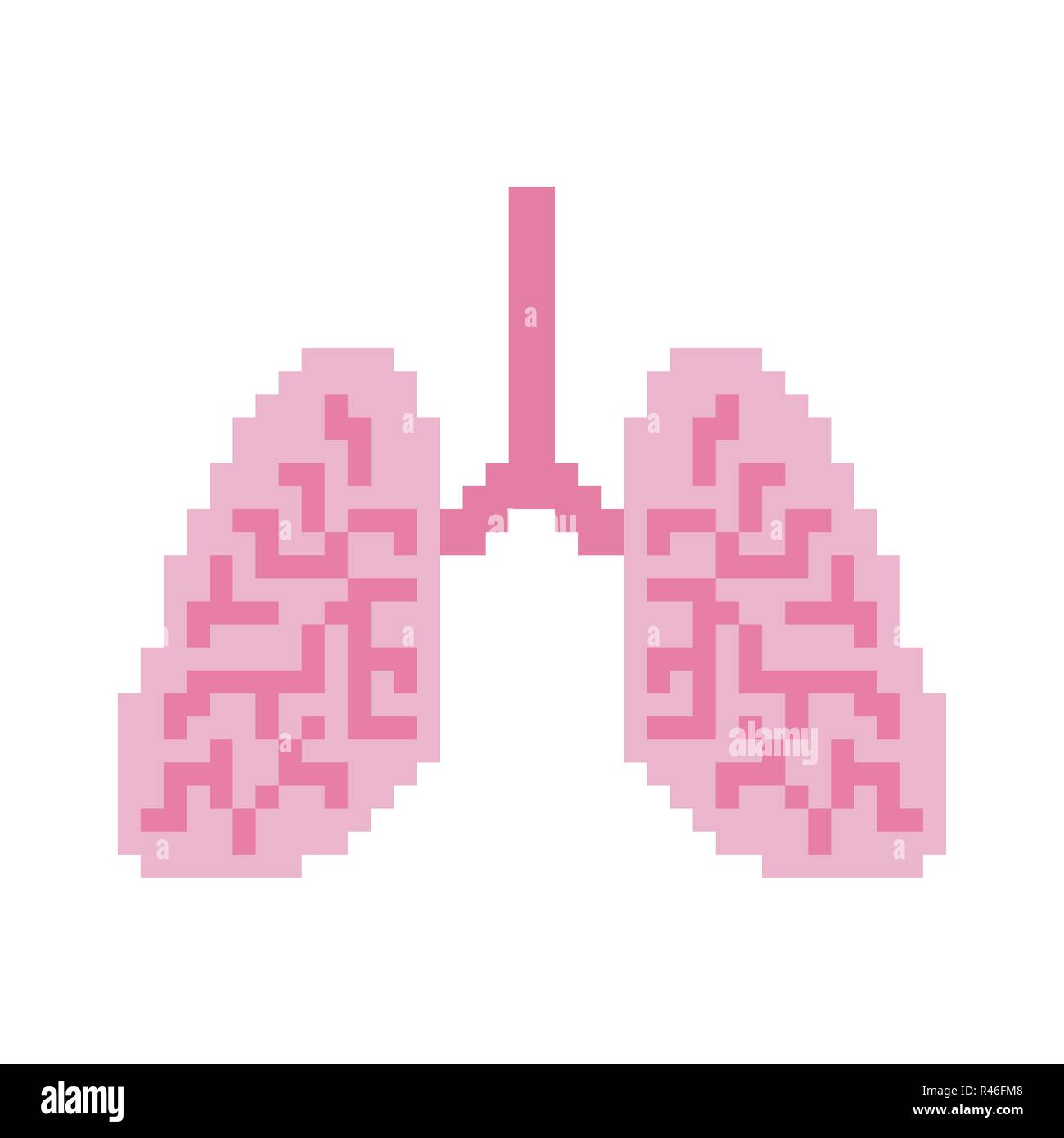 Lungen pixel Art menschliche innere Organe 8 Bit. Pixelate Anatomie 16 Bit. Alte spiel computer Grafik Stil Stock Vektor