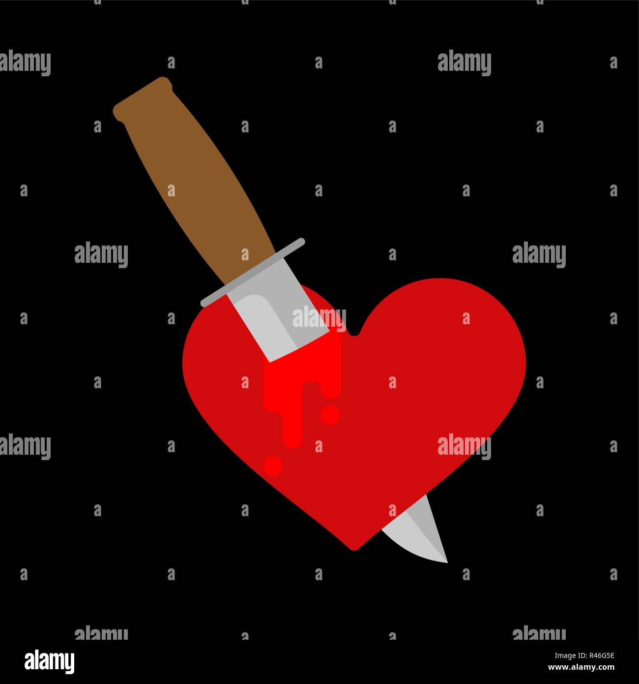 Messer im Herzen isoliert. Töten Liebe Symbol. Vector Illustration