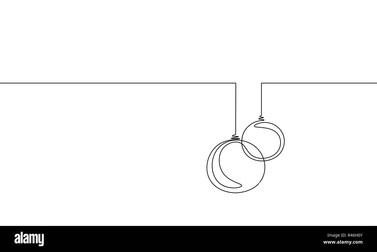 Frohe Weihnachten einzelnen kontinuierlichen Line Art. Urlaub Grußkarte deko Weihnachtsbaum Kugel silhouette Konzeption einer Skizze Maßbild Vector Illustration Stock Vektor
