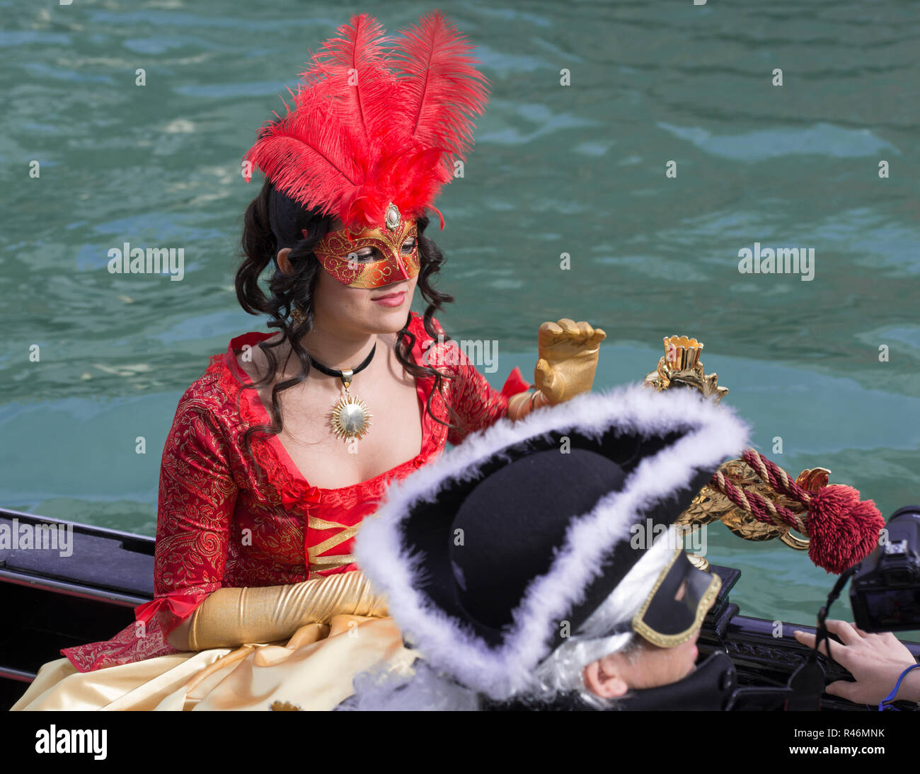 Karneval von Venedig, Kostüm, Gondel Stockfoto