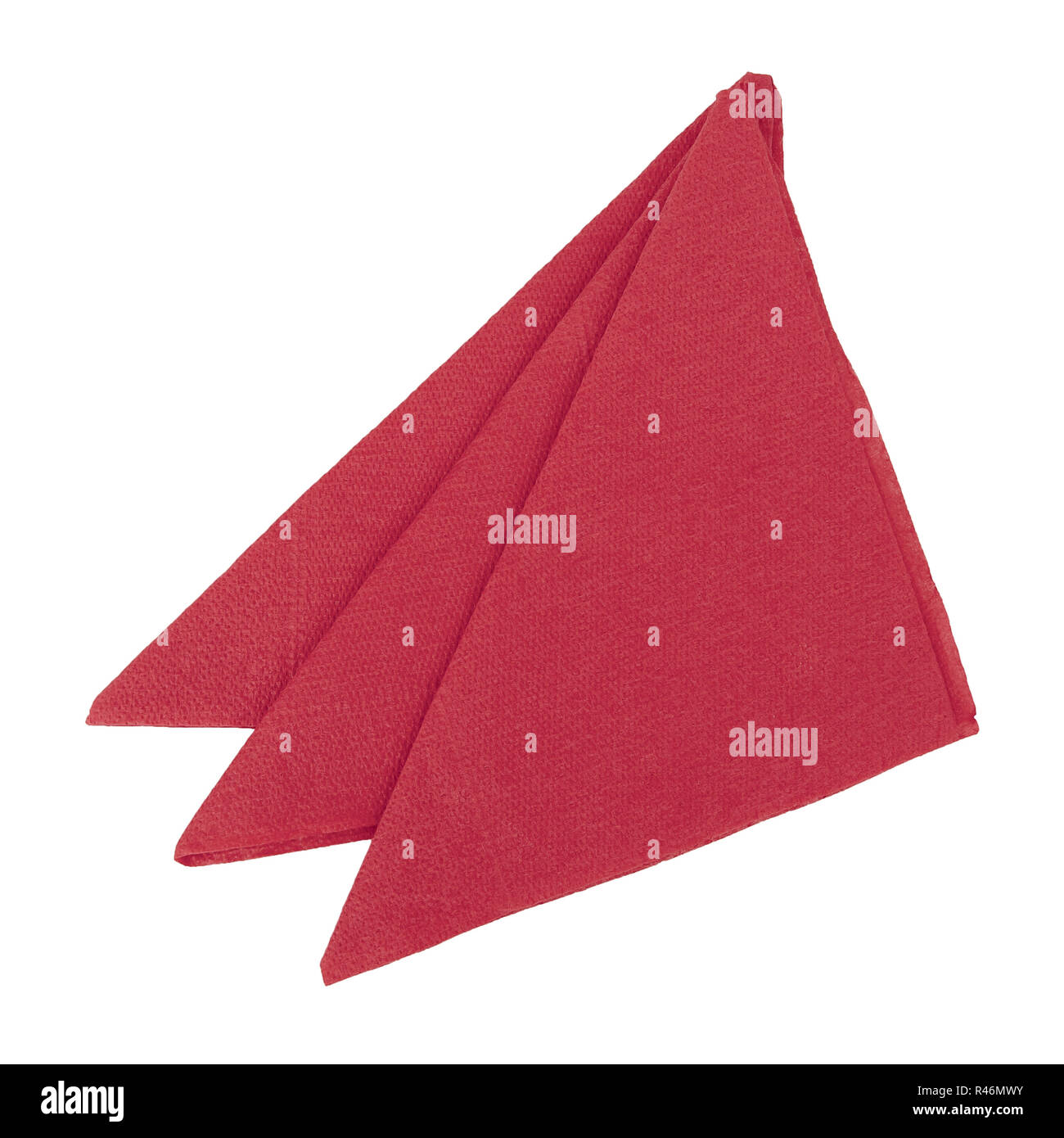 Drei rote Papier Servietten, Servietten gefaltet Dreiecke und auf weißem Hintergrund Stockfoto