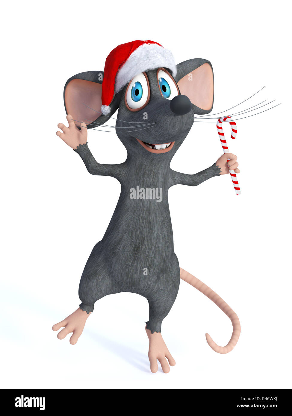 Cartoon Maus holding Weihnachten Zuckerstange. Stockfoto