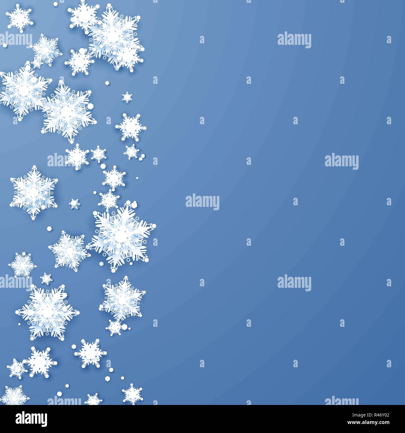 Origami Schneeflocken Grenze. Weihnachten und Neujahr Urlaub Dekoration Element. Vector Illustration auf blauem Hintergrund isoliert Stock Vektor