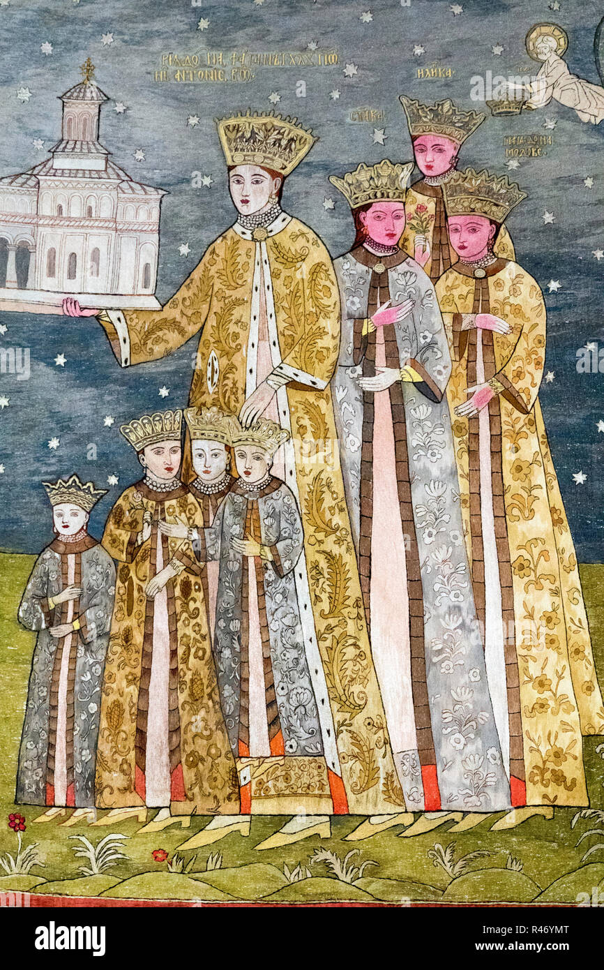 Eine alte Kunst Ausstellung im Untergeschoss des Mogosoaia Palace am Stadtrand von Bukarest, Rumänien Stockfoto