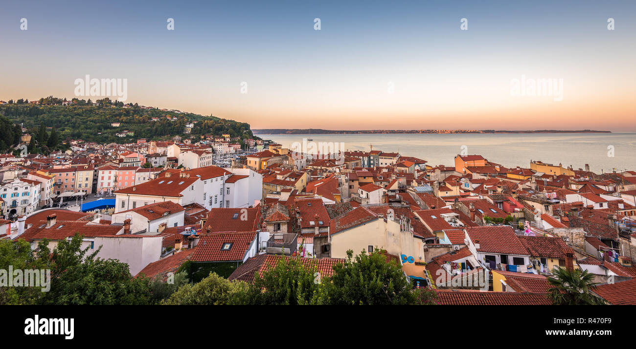 Blick auf die Stadt Piran, Slowenien Stockfoto