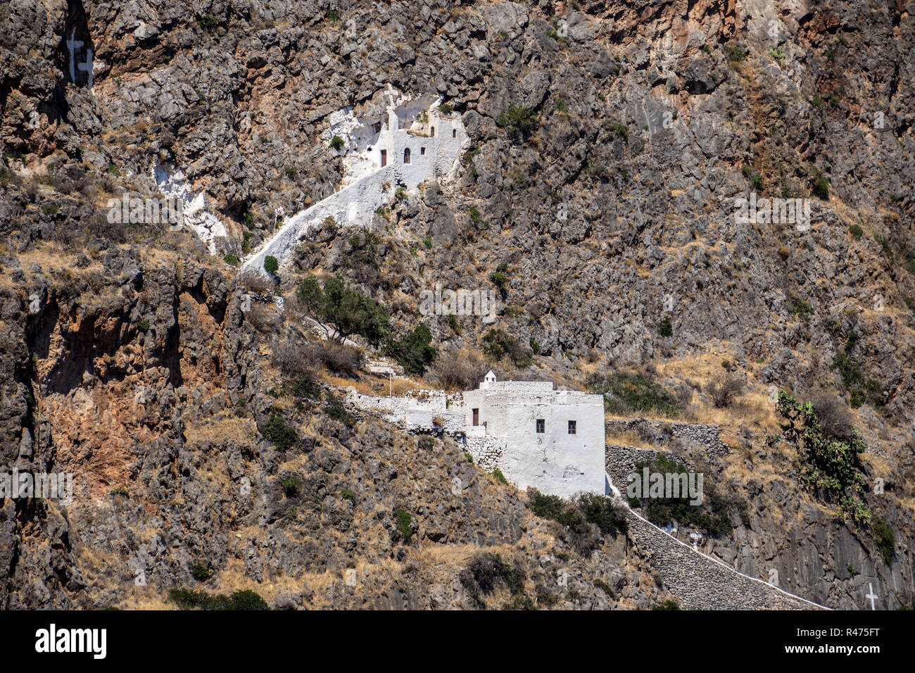 Saint John auf der Klippe Kloster in der Nähe Kapsali Dorf in Kythira Island, Griechenland. Stockfoto