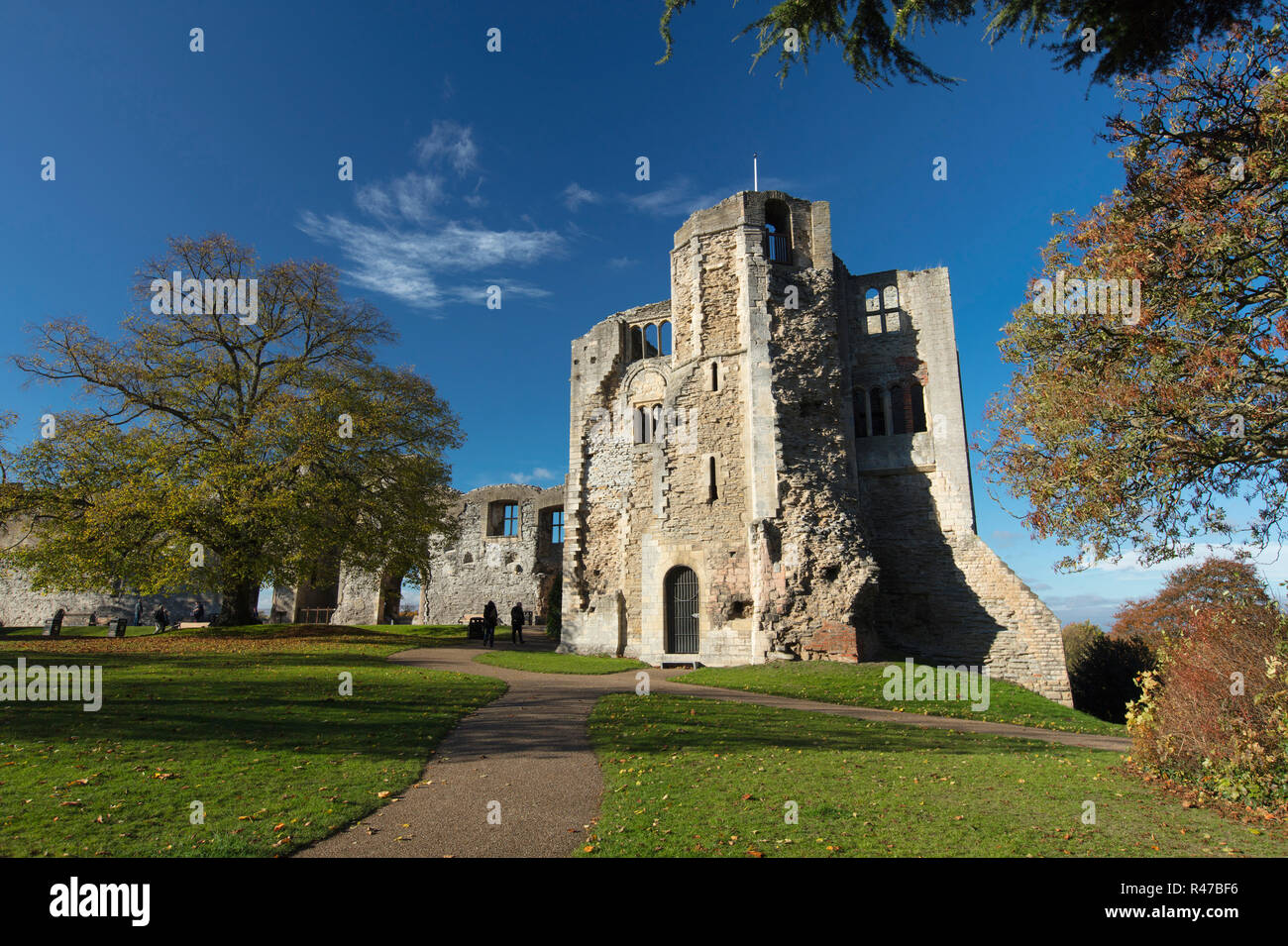 Newark Castle Gardens, Newark, Nottinghamshire, Großbritannien, Oktober 2018 - Überreste von Newark Castle Stockfoto