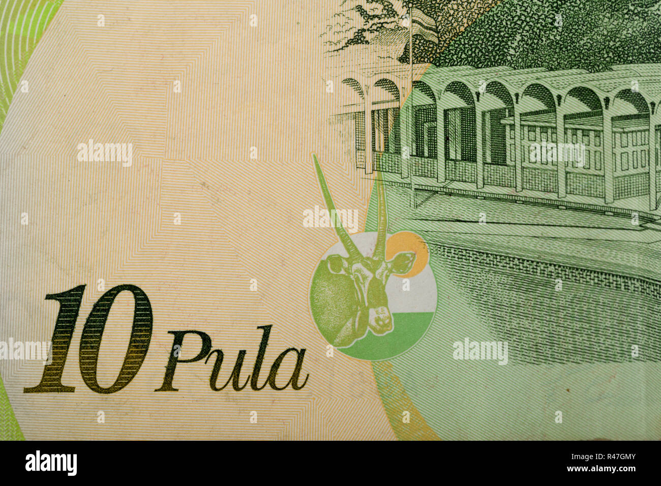Detail von 10 Botswana Pula Banknote Stockfoto