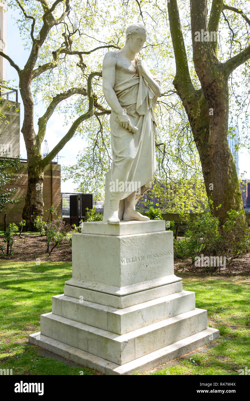 Statue von William Huskisson (britische Staatsmann), Pimlico Gärten, Pimlico, Westminster, London, England, Vereinigtes Königreich Stockfoto