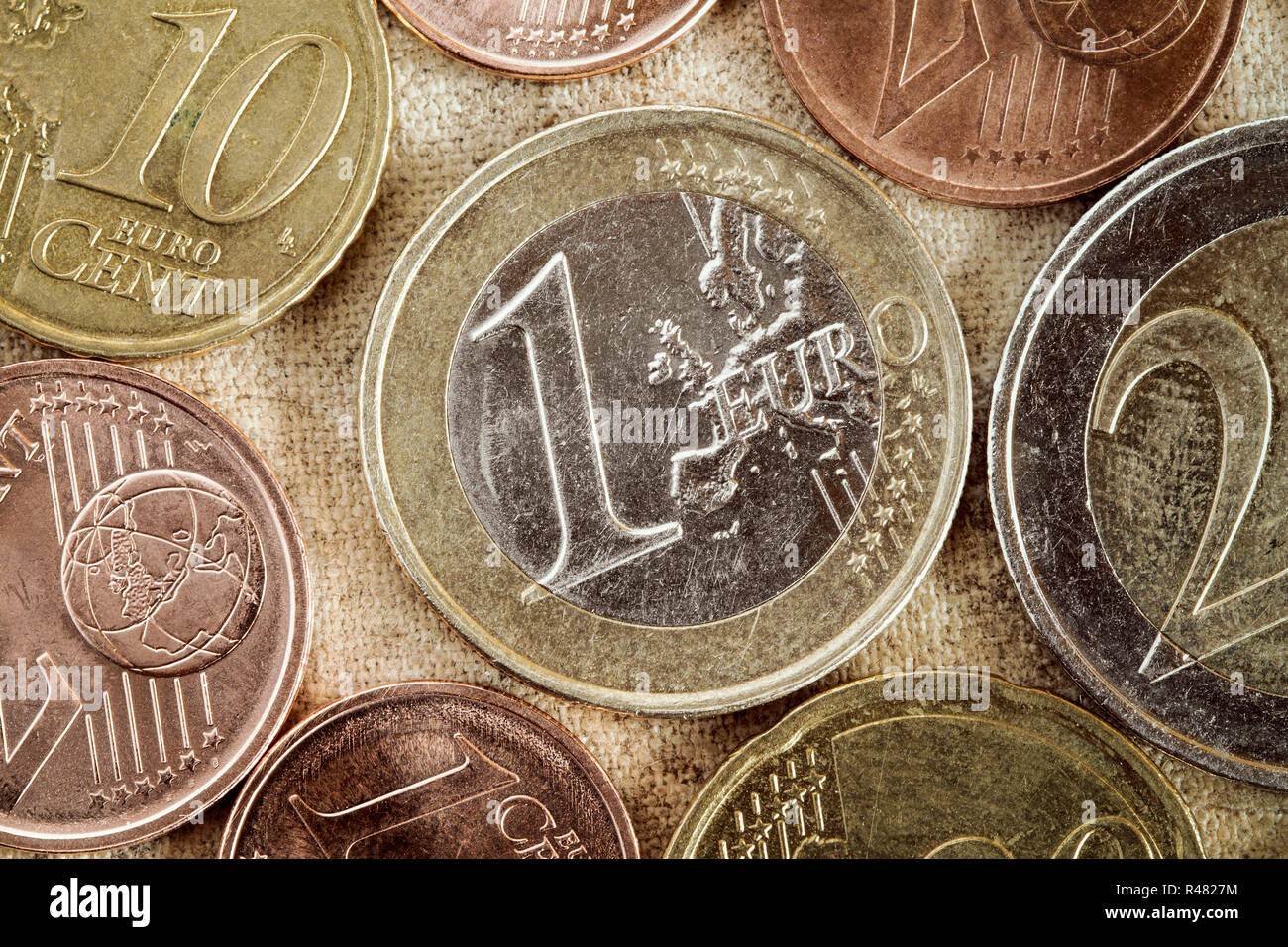 Euro-Münzen-Währung der Europäischen union Stockfoto