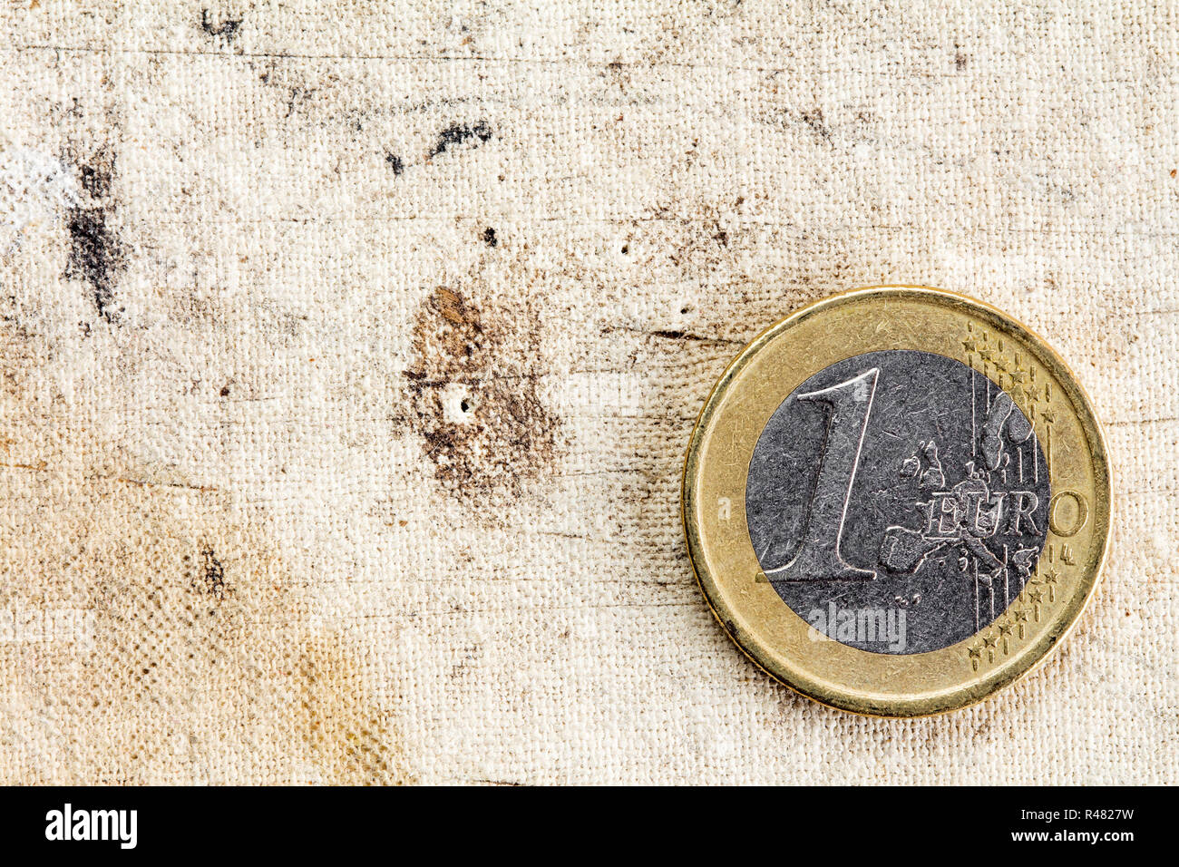 Ein Euro auf alten Leinwand Stockfoto
