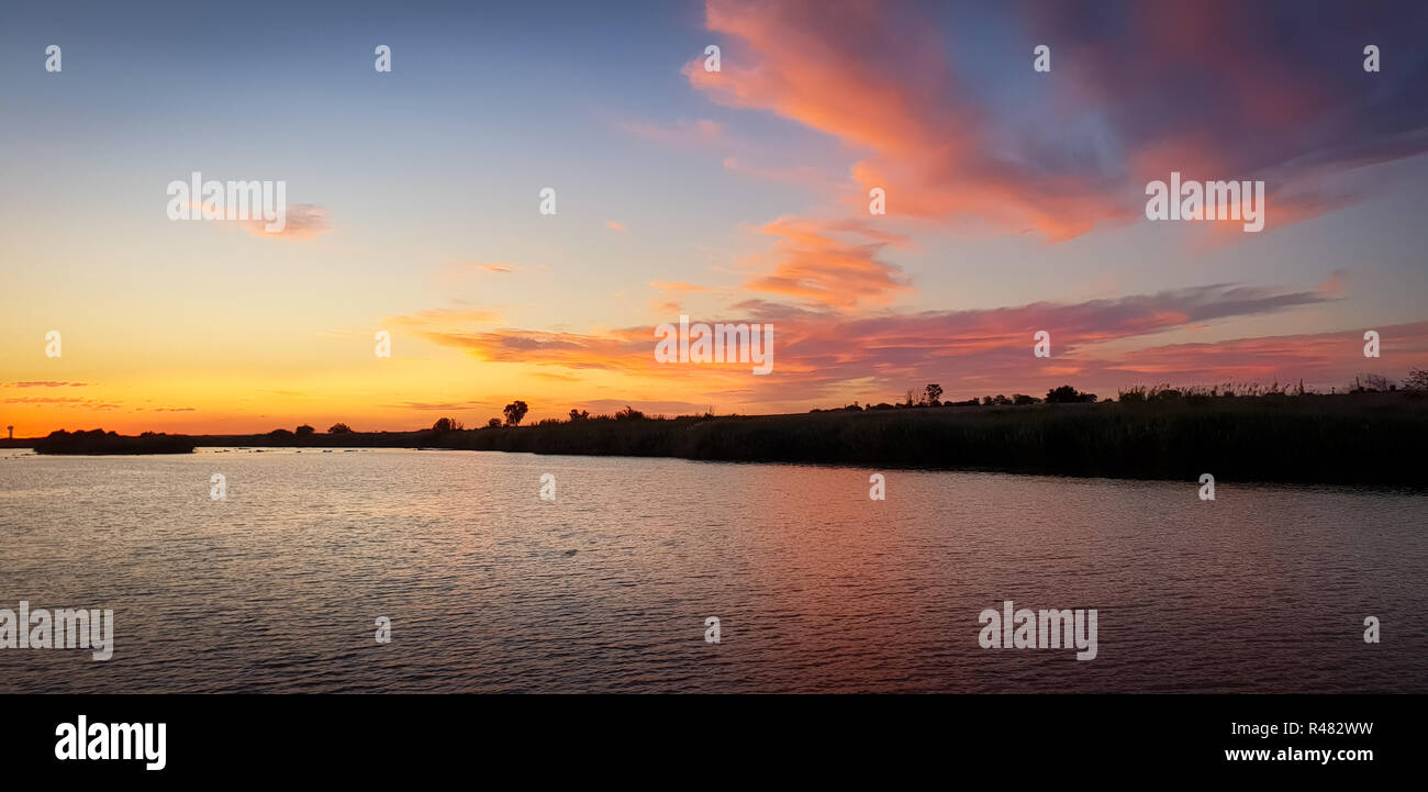 African river sunset Stockfoto